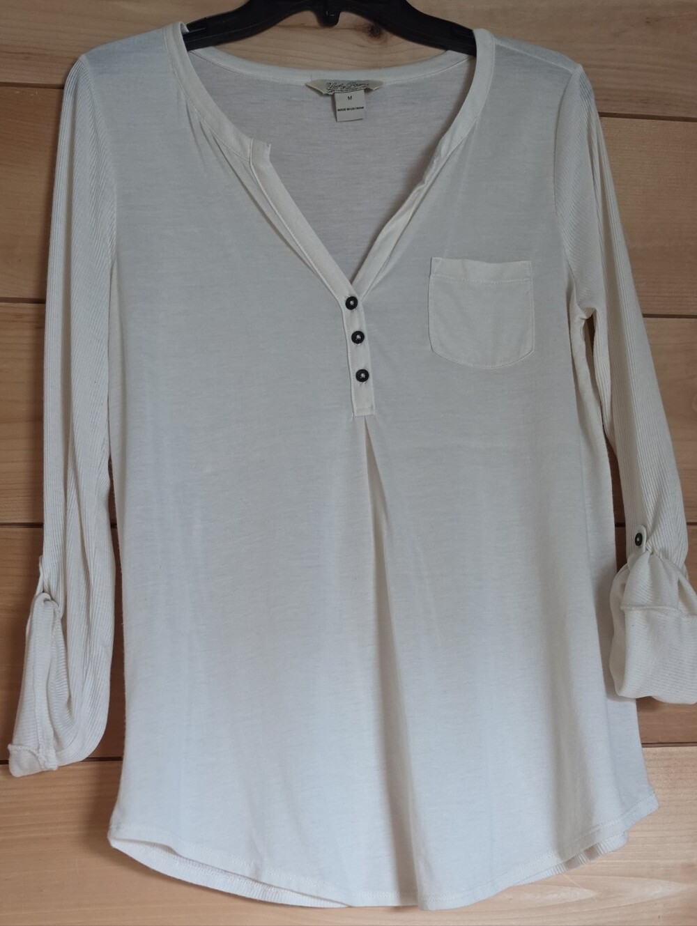 Lucky Brand Cream Henley Long Sleeve Shirt